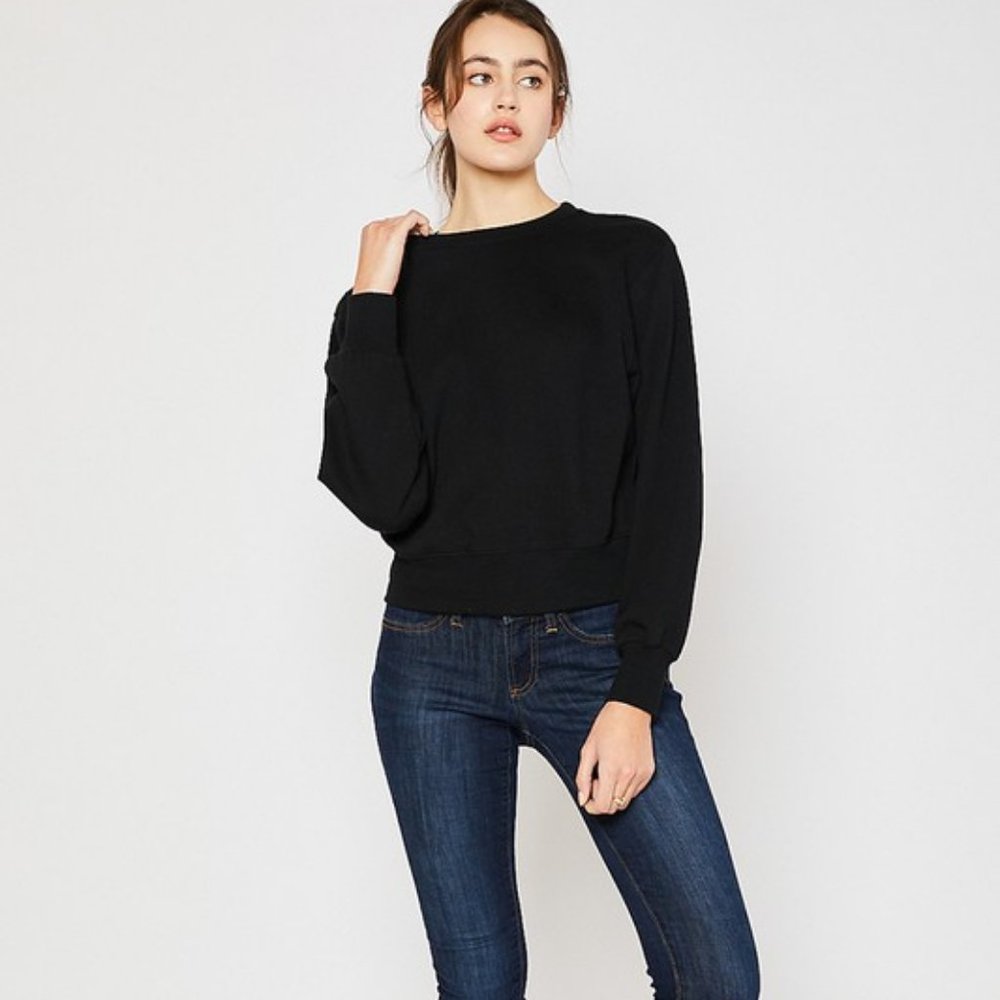 Black Balloon Sleeve Sweater